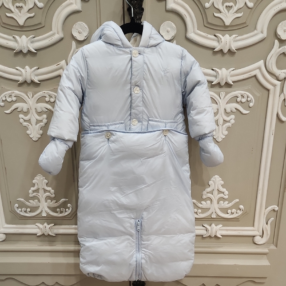 Ralph Lauren Baby Boy Down Hooded Bunting And Puffer Jacket Size 6 Months